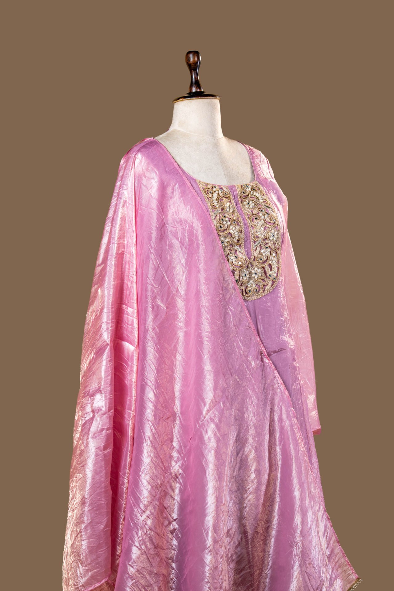 Pink Silk Embroidered Robe.