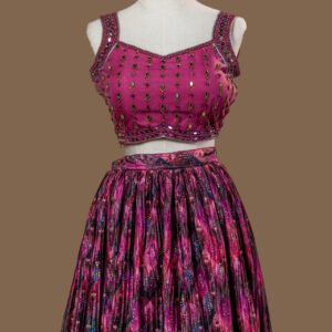 High-Gloss Pink and Purple Festive Skirt Set