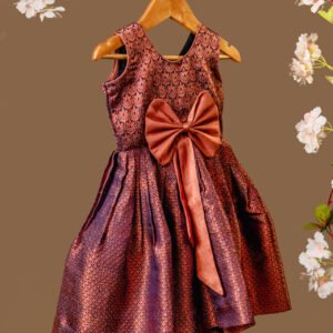 Luxurious Copper and Navy Blue Diamond Pattern Jacquard/Brocade Fabric
